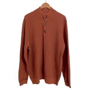 G.H. Bass Rust Waffle Weave Mock Neck Pullover Size XXL